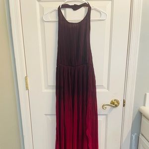 beautiful slit up dress. Darker maroon on top lighter almost pink on bottom.L